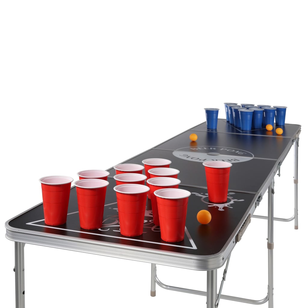 Hi Beer-Pong-Klapptisch Höhenverstellbar Schwarz